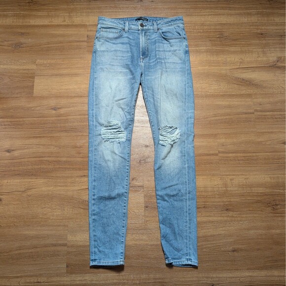 Monfrere Greyson Jeans Mens Size 34 Light Wash Denim Slim Fit Distressed 34x33